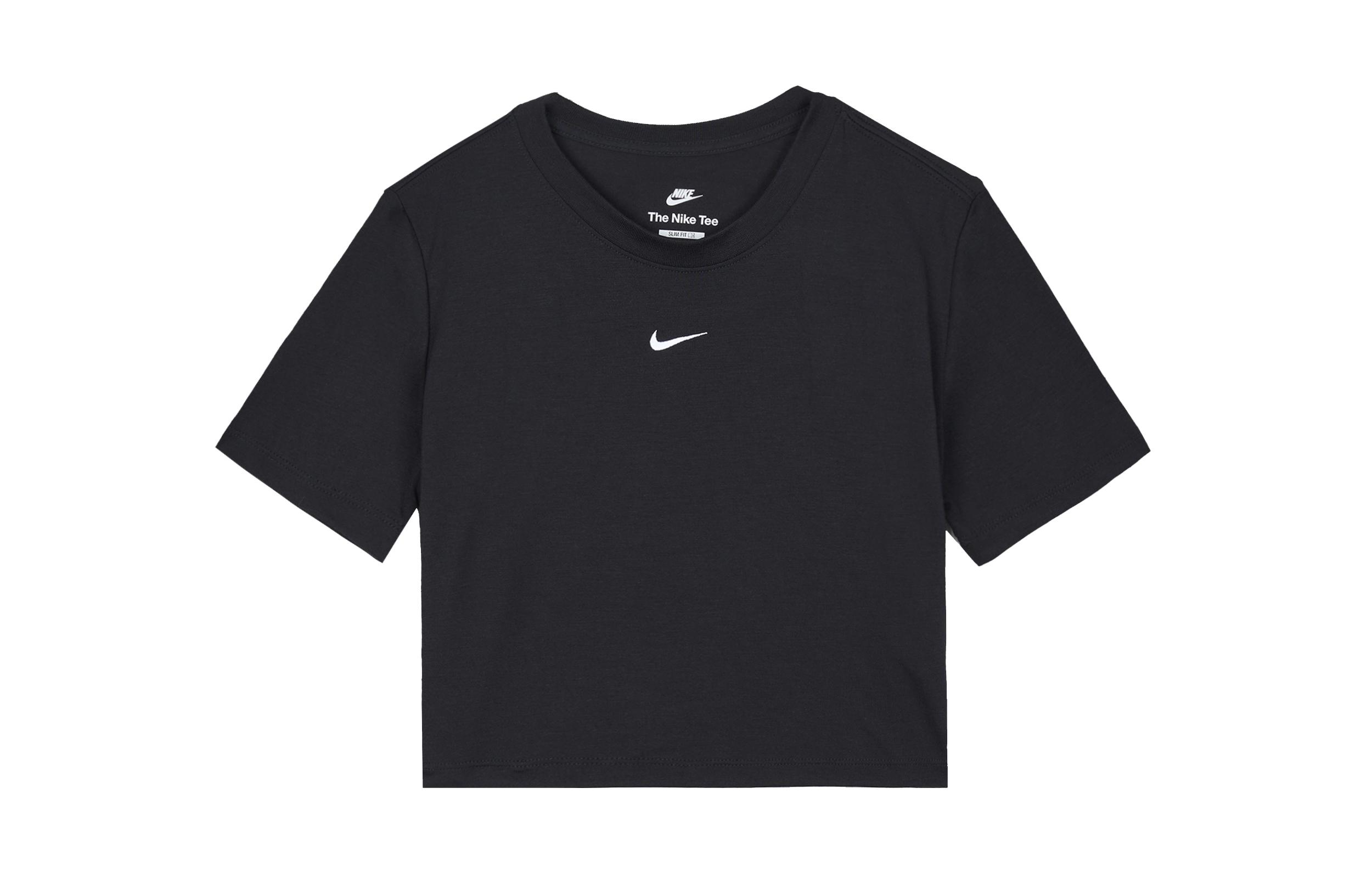 Nike Sportswear Essentials Crop Tops Women s Black Crew Neck Moderate DD1329-010 M