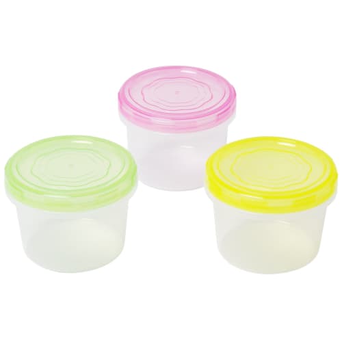 SankoPlastic Every Pack Food Storage Containers, Round, No. 2, Shallow, Set of 3, Colorful