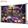 2D Christian Easter Backdrop, Jesus On Cross with Crown of Thorns, Candles and Skulls Print Banner