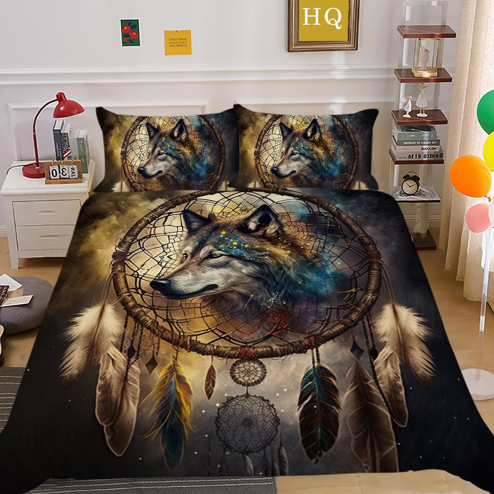 Wolf Printed Comforter Cover Set King Size Microfiber Bedding Set Cover Boy Teen High Quality Home Textiles