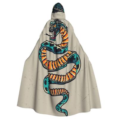 Snake Tattoo Adult Cloak Cape Hooded Medieval Costume Witch Wicca Elf Purim Carnival Party