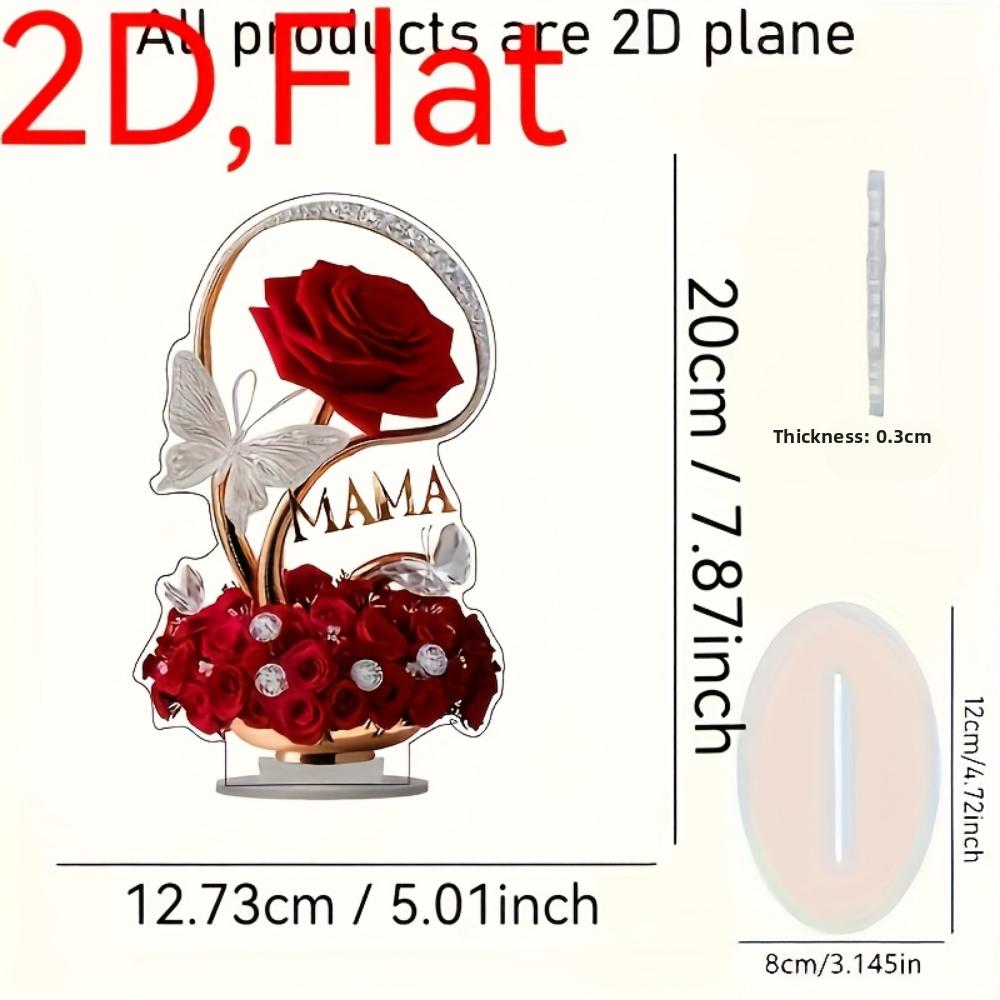Roses, 2D Flat Acrylic, Tabletop Decoration, Ornaments, Suitable for Living Room, Bedroom, Couples, Gifts, Anniversary, Christmas, Halloween