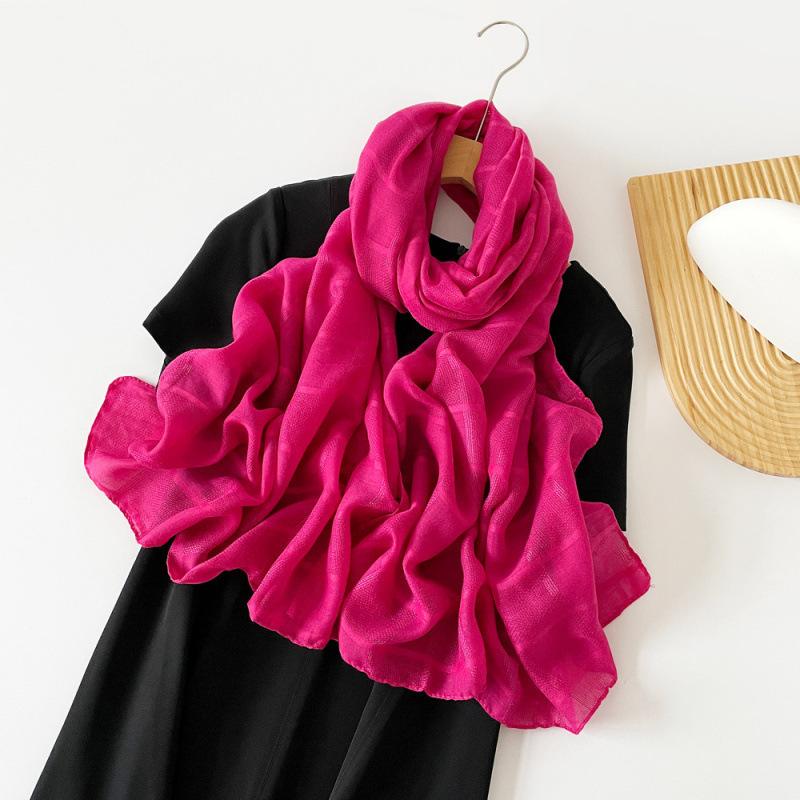 Solid Color Scarf for Women  European and American Headscarf  Spring and Summer Black Medium-length Scarf  Long Shawl