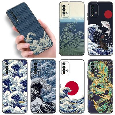 Japonská Vlna Anime Drak Pouzdro na Telefon Pro Xiaomi Redmi Note 5 6 9T K20 K40 K50 Pro 7A 8A 9A 9C 9i 10A 10C A1 S2 TPU Černý Kryt