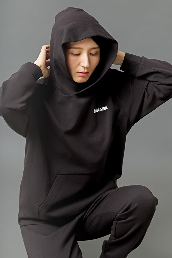 MIKASA Loose Pullover Size S Hoodie, Black, (Unisex) 2630-BKS