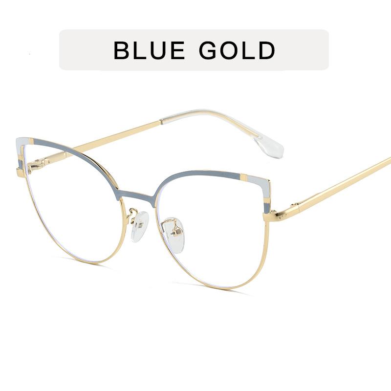 European American Style Frame Glasses Cat Eye Shape Anti Blue Light Glasses Fashion Trendy Decorative Glass
