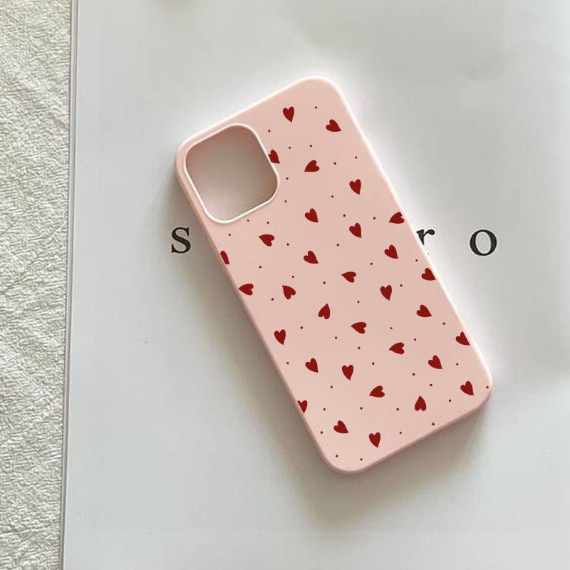 Kleine weinrote Herz-Silikon-Handyhülle für iPhone 16 15 14 13 12 11 Pro Max Mini X XS Max XR 7 8 Plus SE2 Weiche TPU-Abdeckung