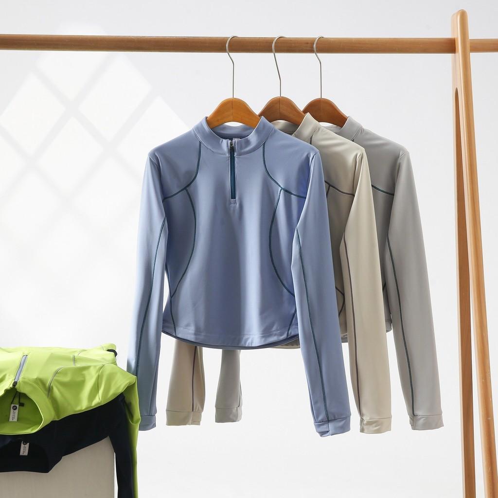 Outdoor Mountain Series T Shirt With Zipper Long Sleeve Slim Fit Quick Dry For Active Youth