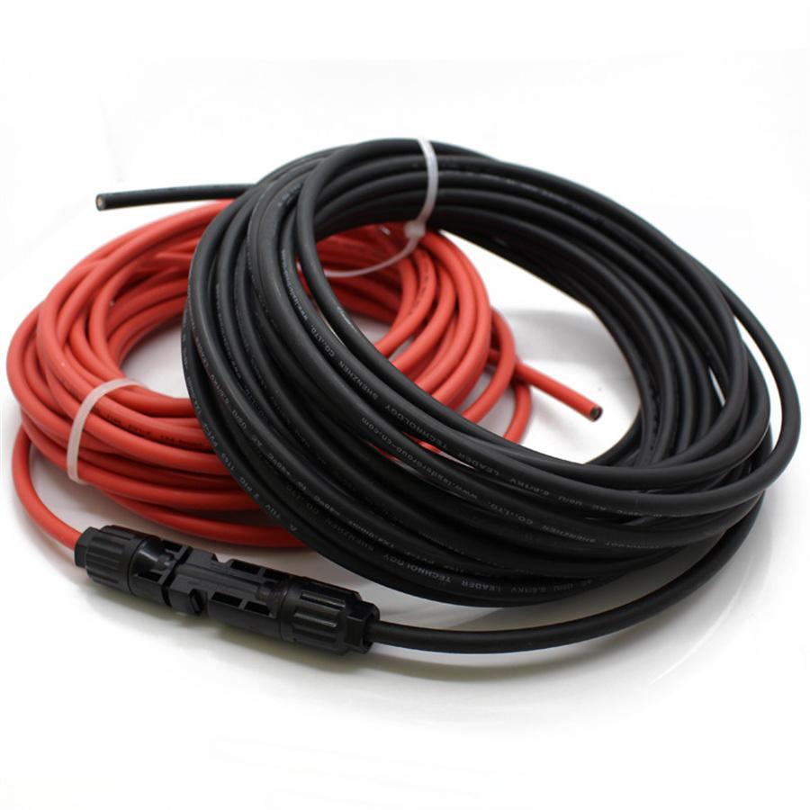 Solar Panel Extension Cable Wire Black+red 4mm2 Cable with Male and Female Connector Cable  12AWG 5M