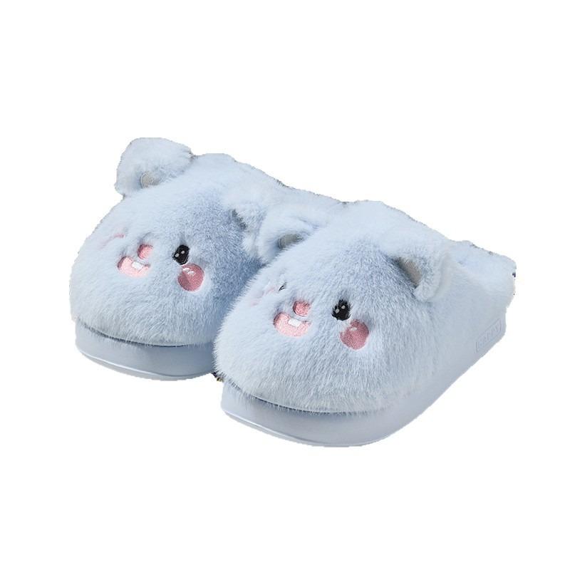 Cartoon cotton slippers winter warm non-slip velvet cute rabbit cotton slippers home wear slippers women