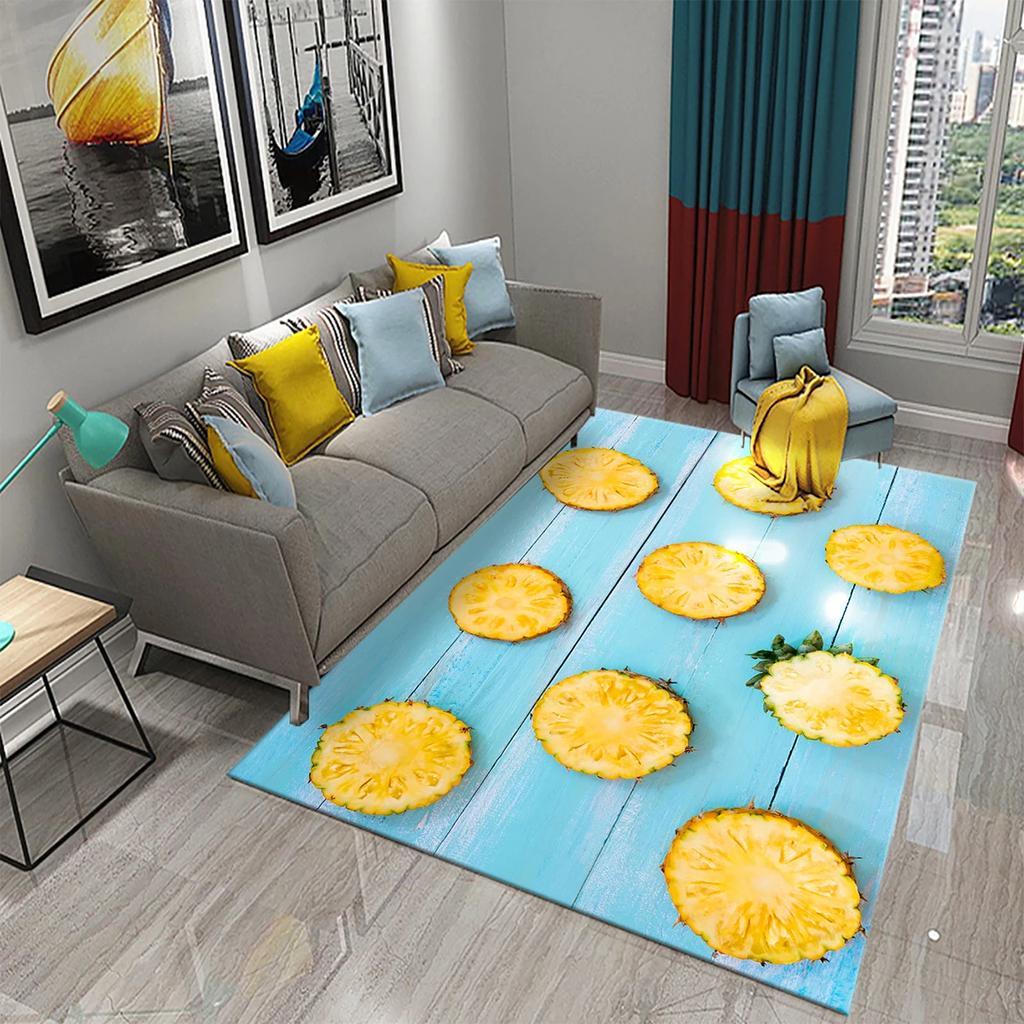 Yellow Lemon Rug Fruit Theme Carpet Pink Background Floor Carpets Bedroom Living Room Rectangle Rugs Decor Door Mat Yoga Mats