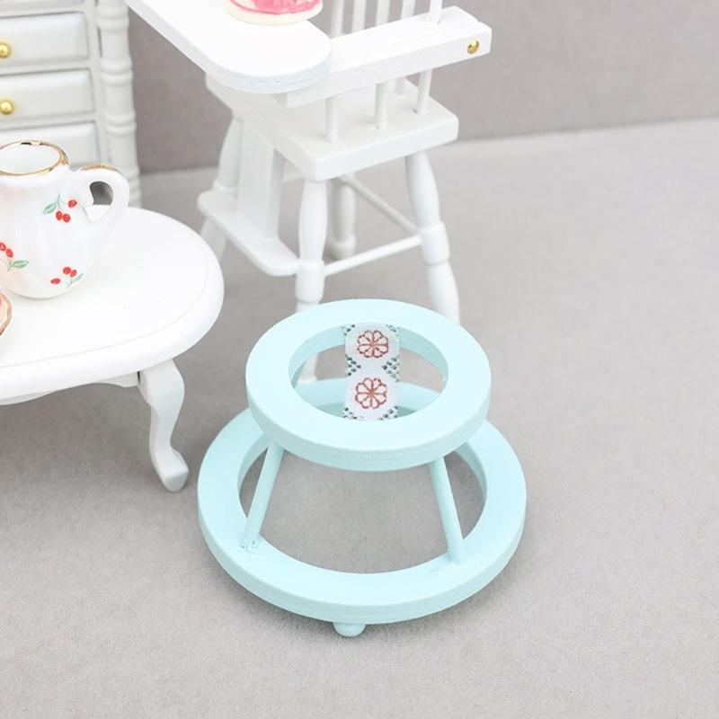 Vintage Miniature Walking Chair 1:12 Doll House Furniture Baby Walker with Life Like Details for Doll House Enthusiasts