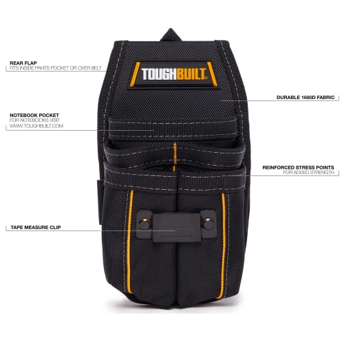 ToughBuilt - 4 Barrel Pouches - Rear Pocket Flap - Heavy-Duty Durable Notebook Pocket - (TB-23)