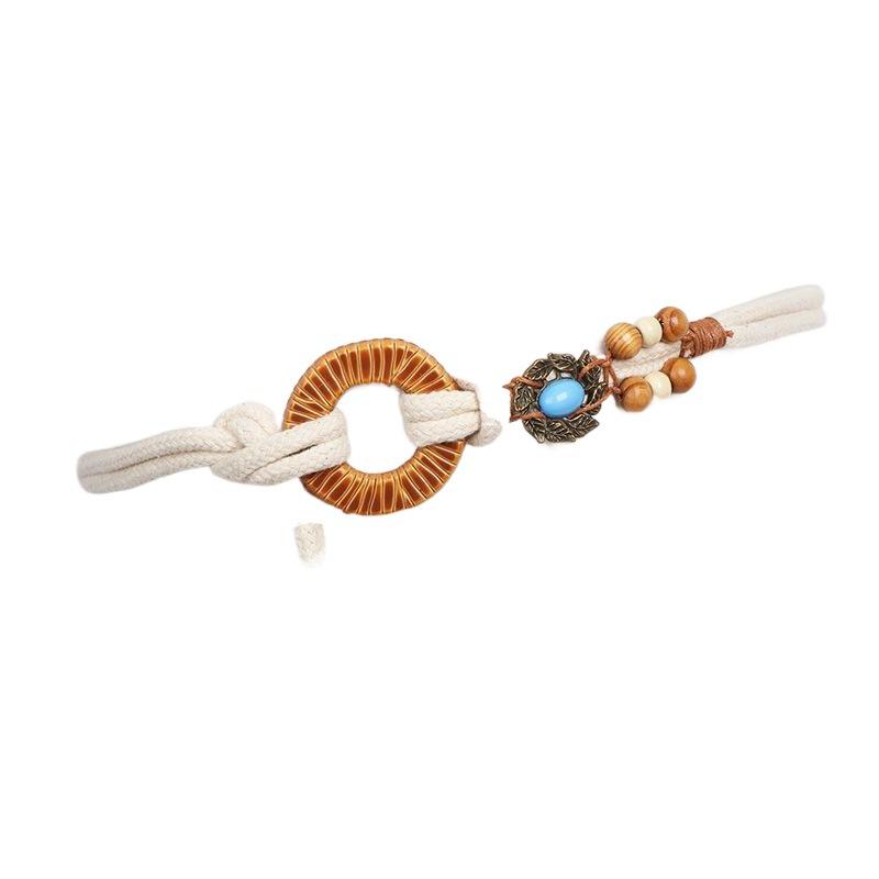 Chic Rope Cotton Waist Belt For Women Versatile Decorative Fashion Accessory Beige In
