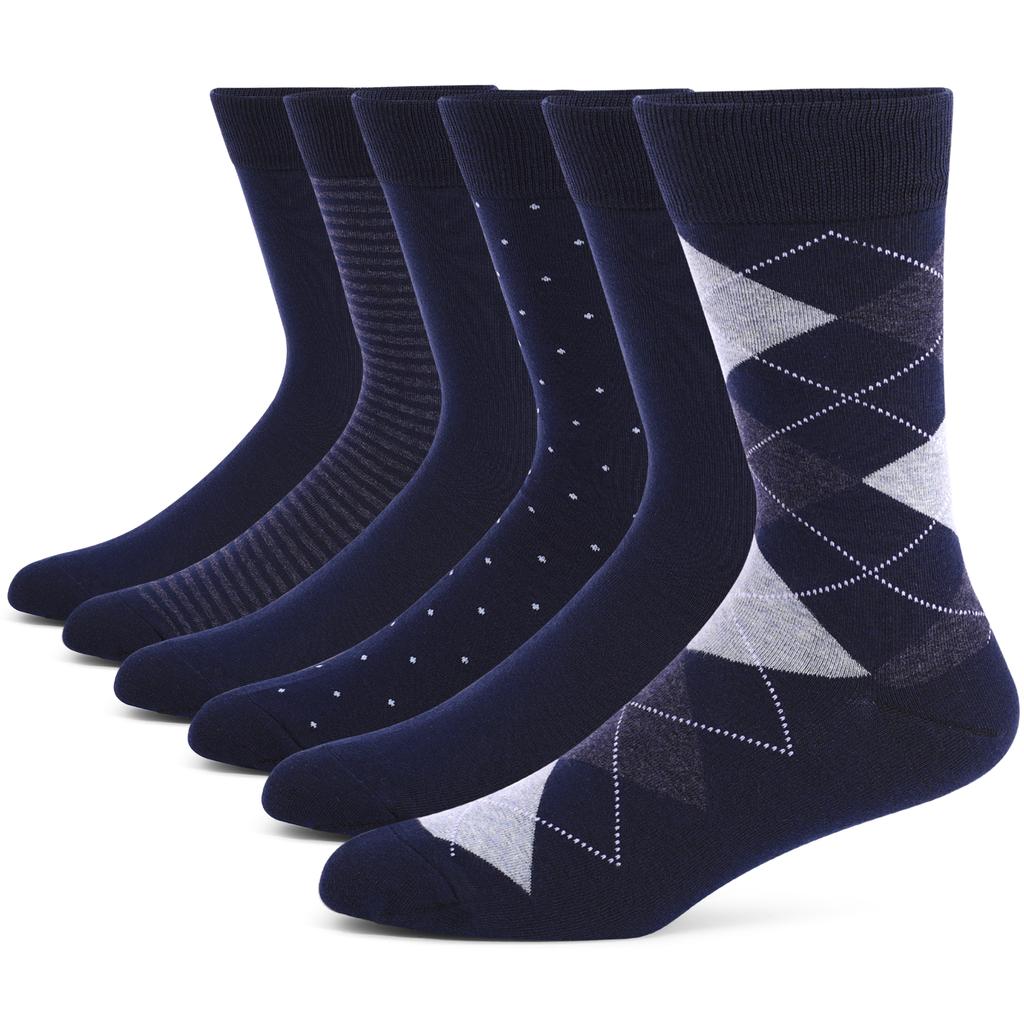5-6 Pairs New Simple Large Size Men Dress Socks High Quality Blue Gray Stripe Argyle Cotton Casual Socks Size EU41-48