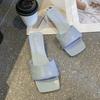 Fashion Summer Fashion Simple Ladies Slippers Dew Feet High Heels Solid Color Comfortable Casual SlippersFashion Slippers
