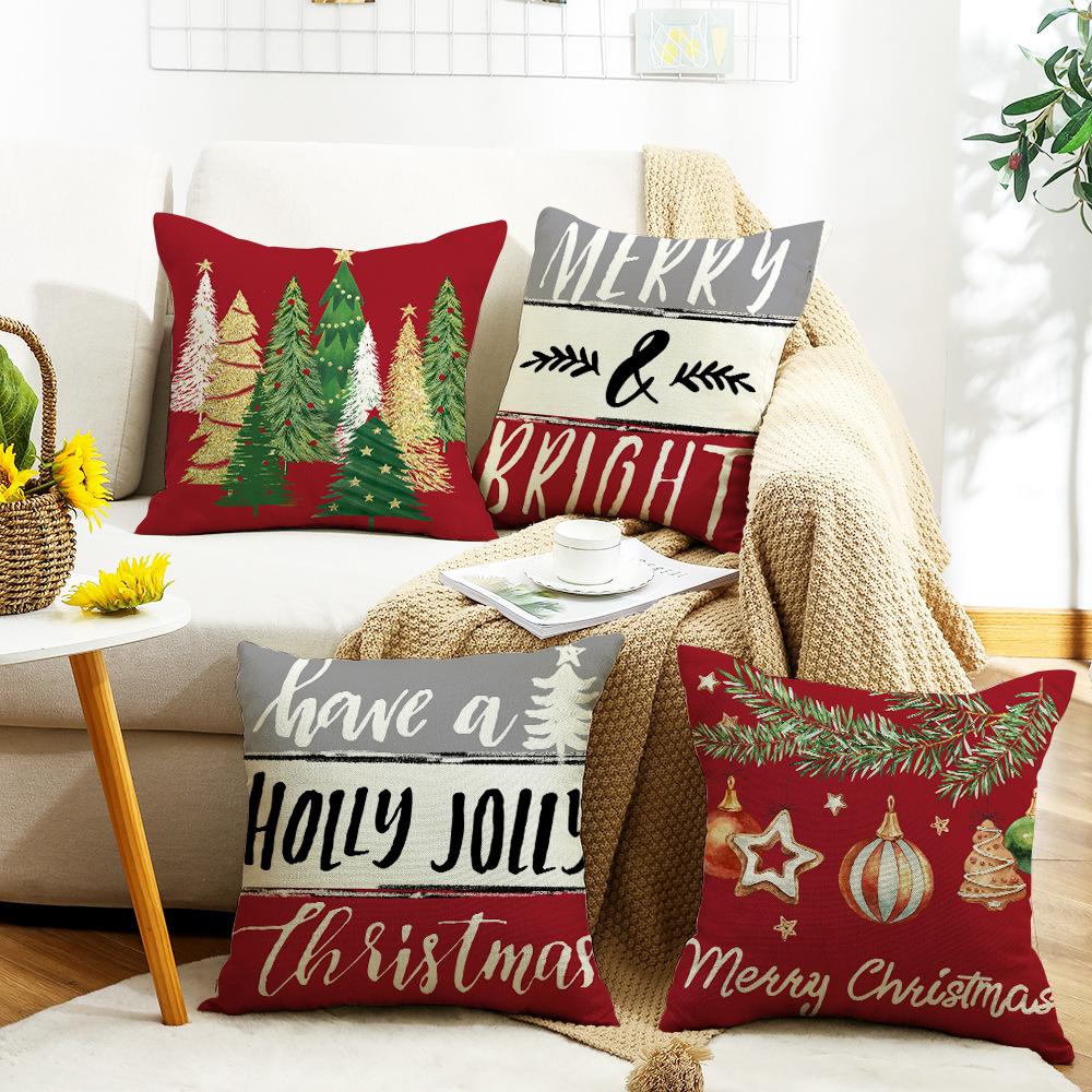 Christmas Festive Atmosphere Digital Letter Printing Christmas Tree Elements Home Leisure Bedroom Sofa Cushion