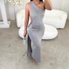 New Summer European and American Temperament Hip Wrap Fashion Slim and Thin Streamer Strap Tube Top Long Dress Women