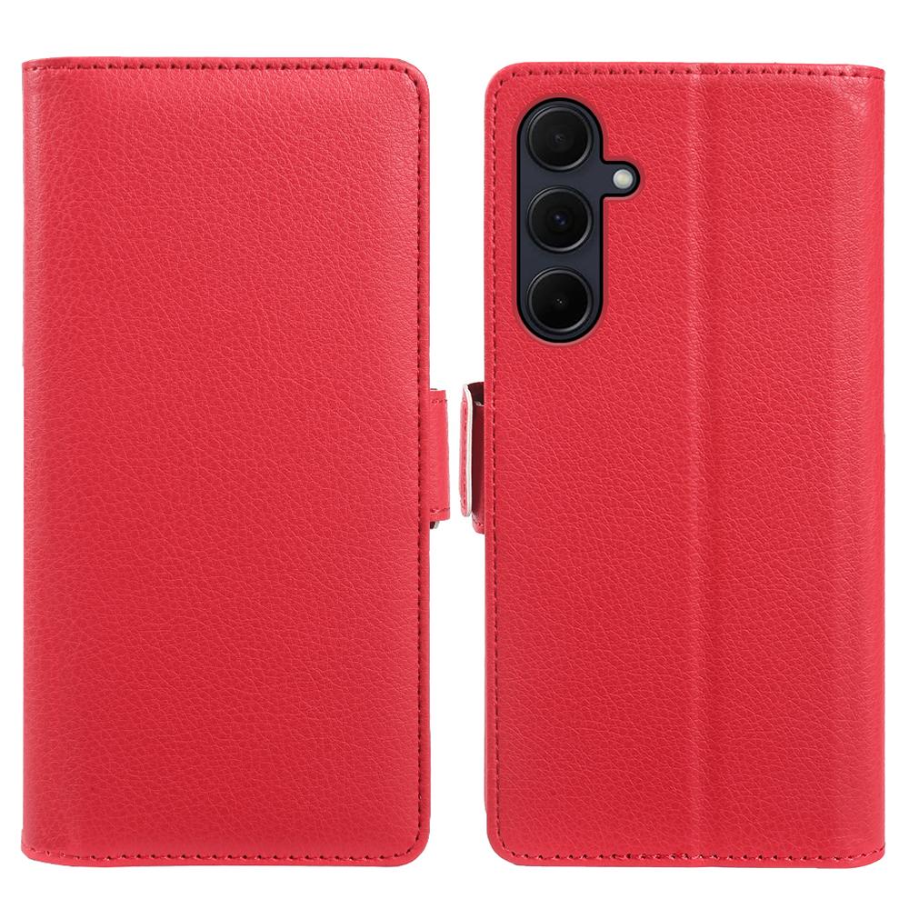 For Samsung Galaxy A35 5G Wallet Case with Dual Magnetic Clasp Litchi Textured Leather Flip Stand Phone Cover