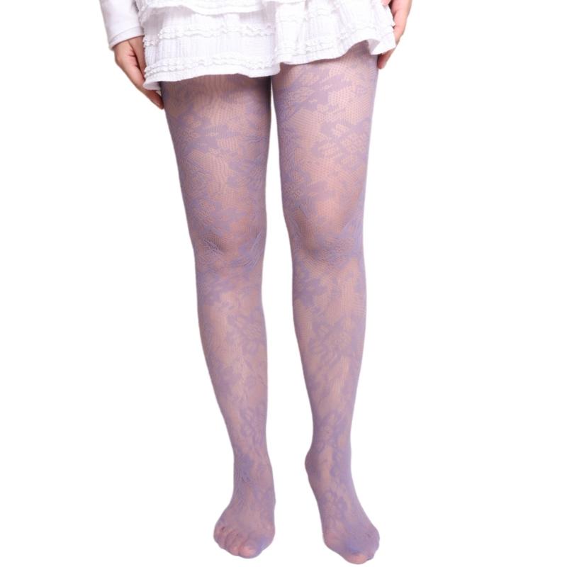 Elegant Hollowed Out Lace Fishnet Stockings with Flower Patterned Aesthetic See Through Mesh Tights Pantyhose for Women