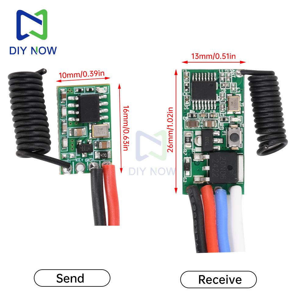 433MHz Kabelloser Fernschalter Langstreckenempfänger 3,6V 12V 24V und 433 MHz Sender LED-Fernschalter Modul