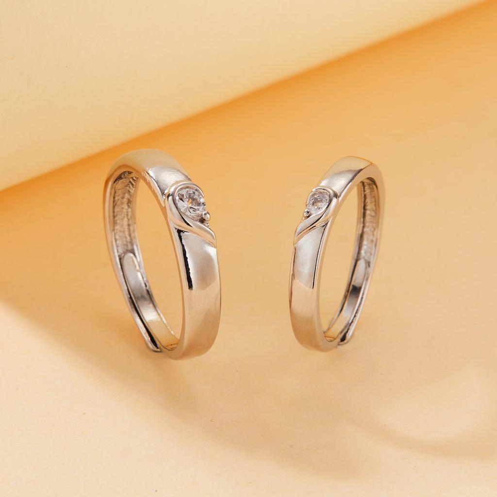 Romantic Love Heart Electrocardiogram Couple Open Rings For Women Men Love You Forever Promise Wedding Ring Charm Jewelry Gifts