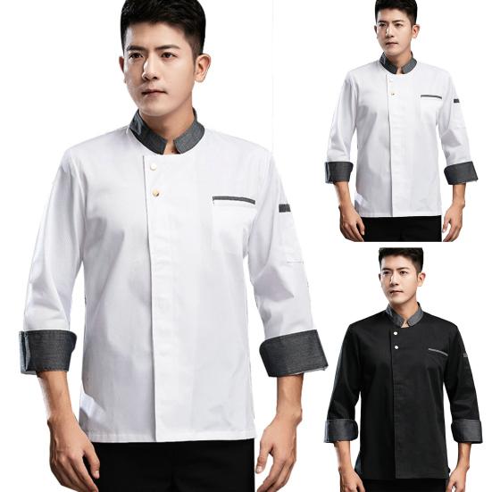 Chef Jacket Trendy Stand Collar Lightweight Chef Shirt Unisex Adult Kitchen Chef Coat Chef Uniform Pastry Clothes