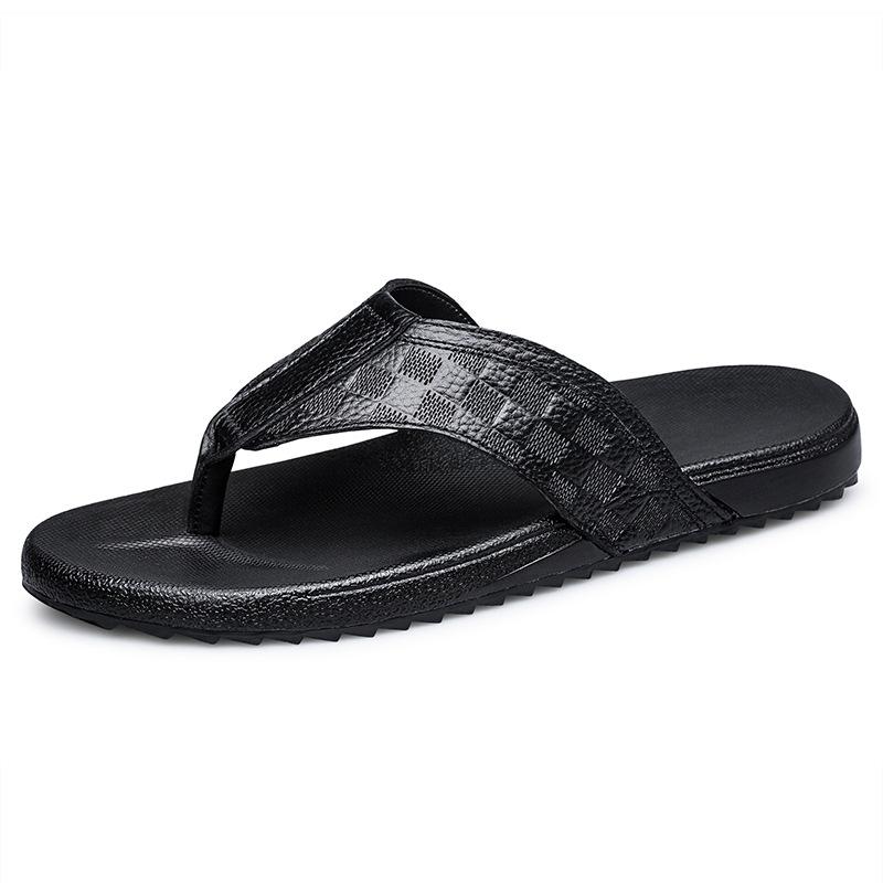 First layer cowhide flip-flops trendy men's beach shoes cool slippers genuine leather non-slip and wear-resistant