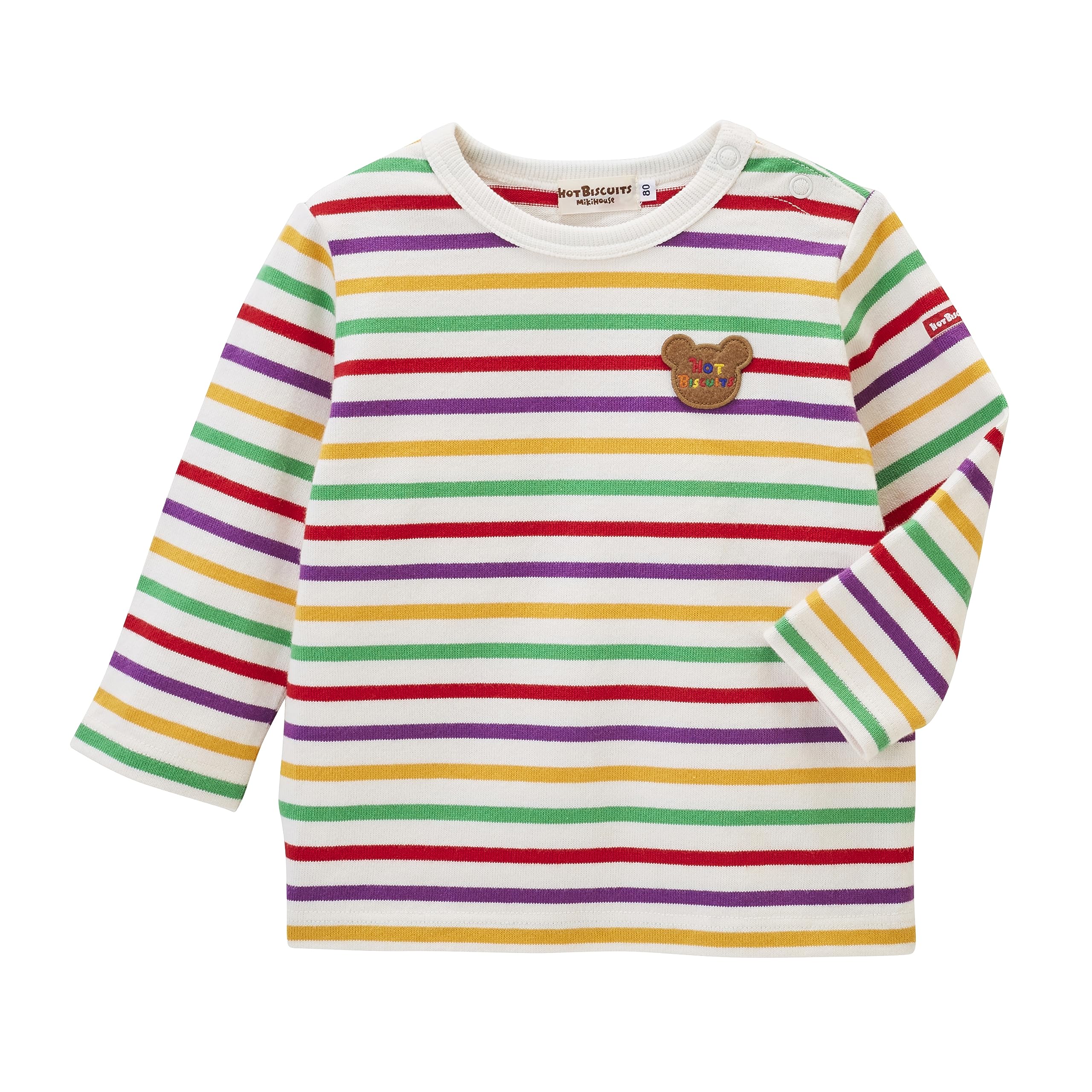 

MIKI HOUSE HOT BISCUITS Striped Long Sleeve Boys and T-Shirt, Girls, Kids Clothing, Multicolor, 100cm, 70-5207-496