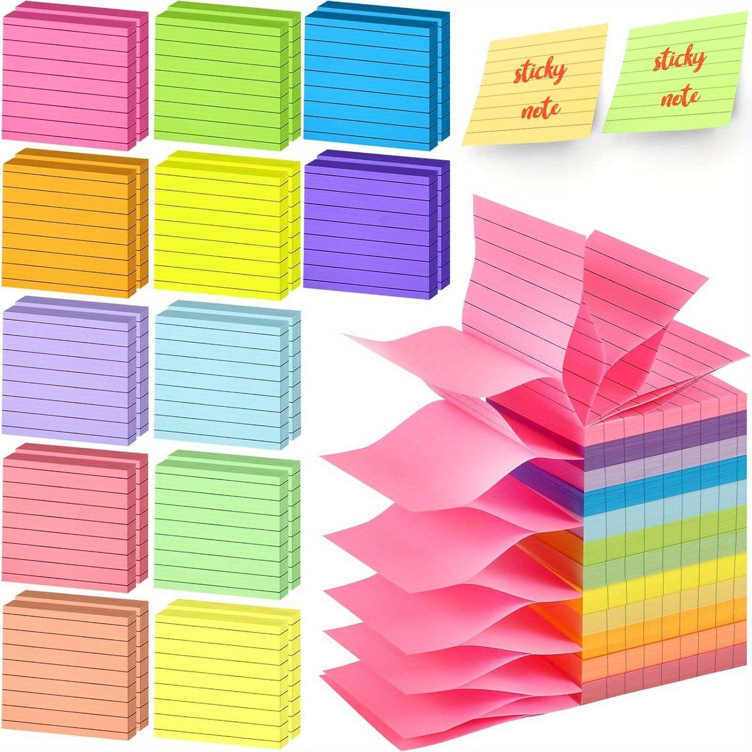 

600 sheets Pop up Sticky Notes, Self Stick Memo Pads Bright Color Adhesive Notes 3x3 Refills and Pop up Sticky, 50 Sheets/Pad