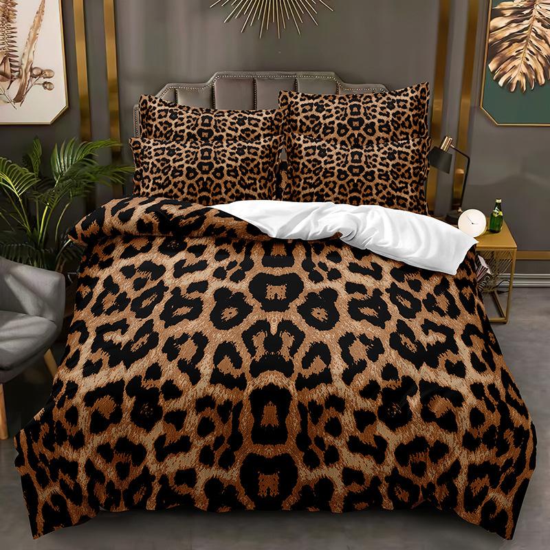 

Комплект постельного белья серии с леопардовым принтом, легкий пуховый пододеяльник в стиле 3D зверя, кровать размера «king-size», роскошное полноразмерное пододеяльник US Queen 228x228cm