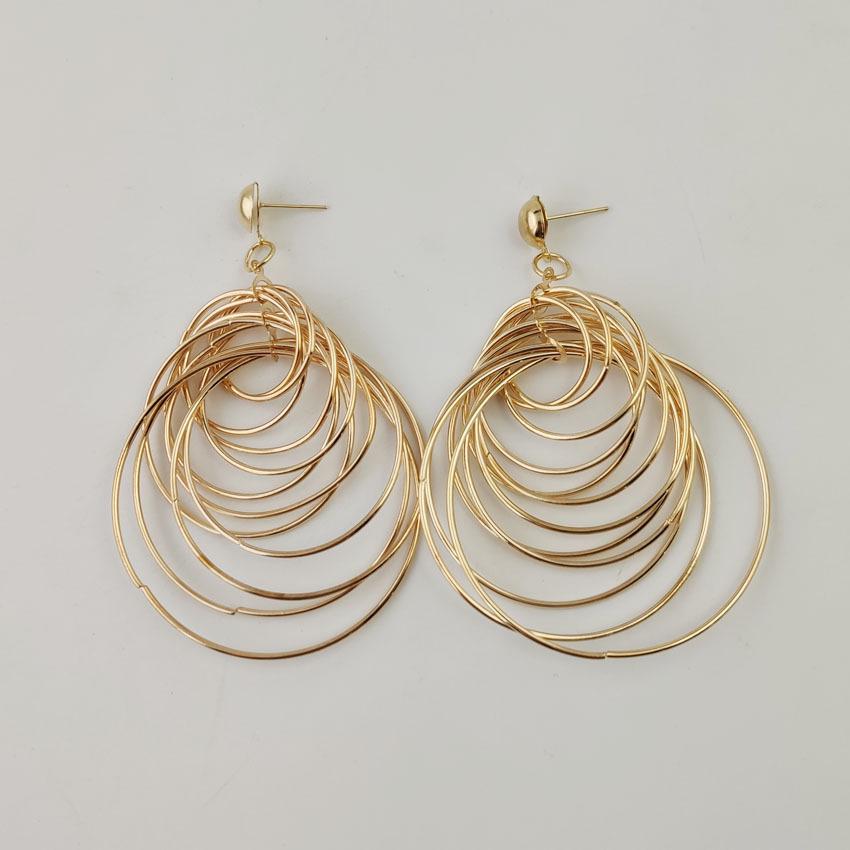 European  American Multi-Layer Metal Hoop Statement Earrings