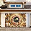 2D Elegant 50th Birthday Photography Backdrop, Rose Gold Floral Background