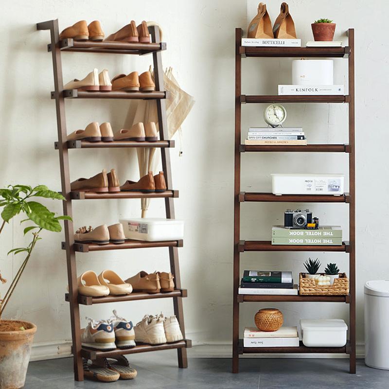 Japanese Wooden Entryway Shoe Rack Multi-Tier Storage Stand Closet Corner Wall Organizer Shelf for Home Storage Decor