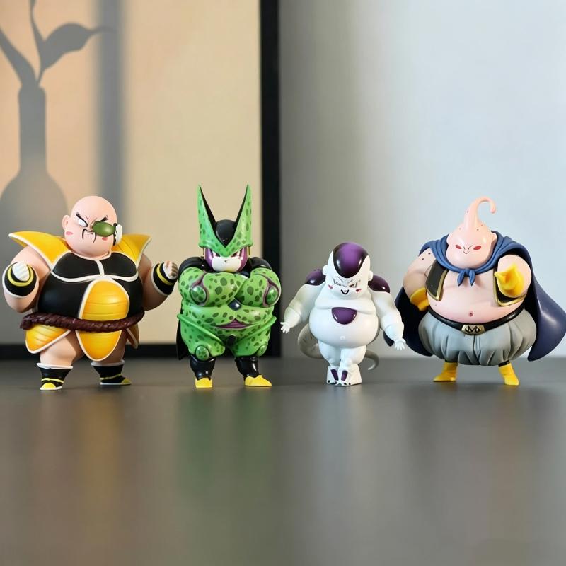 8 Pcs Chubby Dragon Ball Figures Set Chibi Fat Goku Vegeta Frieza Buu Cell Funny Anime Figures Model Desktop Cute Ornament Gifts