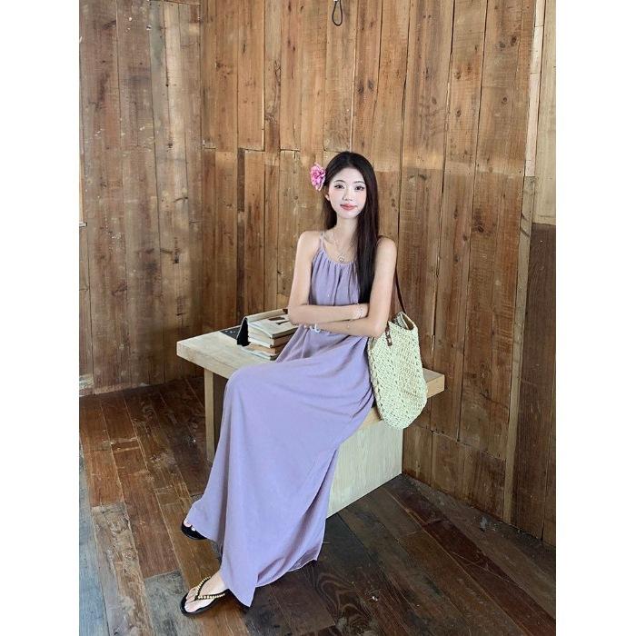 Seaside Vacation Pink Sleeveless Suspender Dress Loose Lazy Wind 2026 Summer New Sweet and Spicy Skirt Women