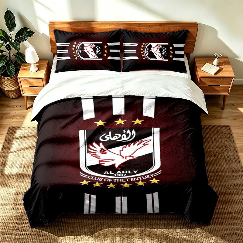 Al ahly (19) 3pc set suitable for master bedrooms soft and comfortable an ideal gift for family and friends Includes one duvet cover and two pillowcas