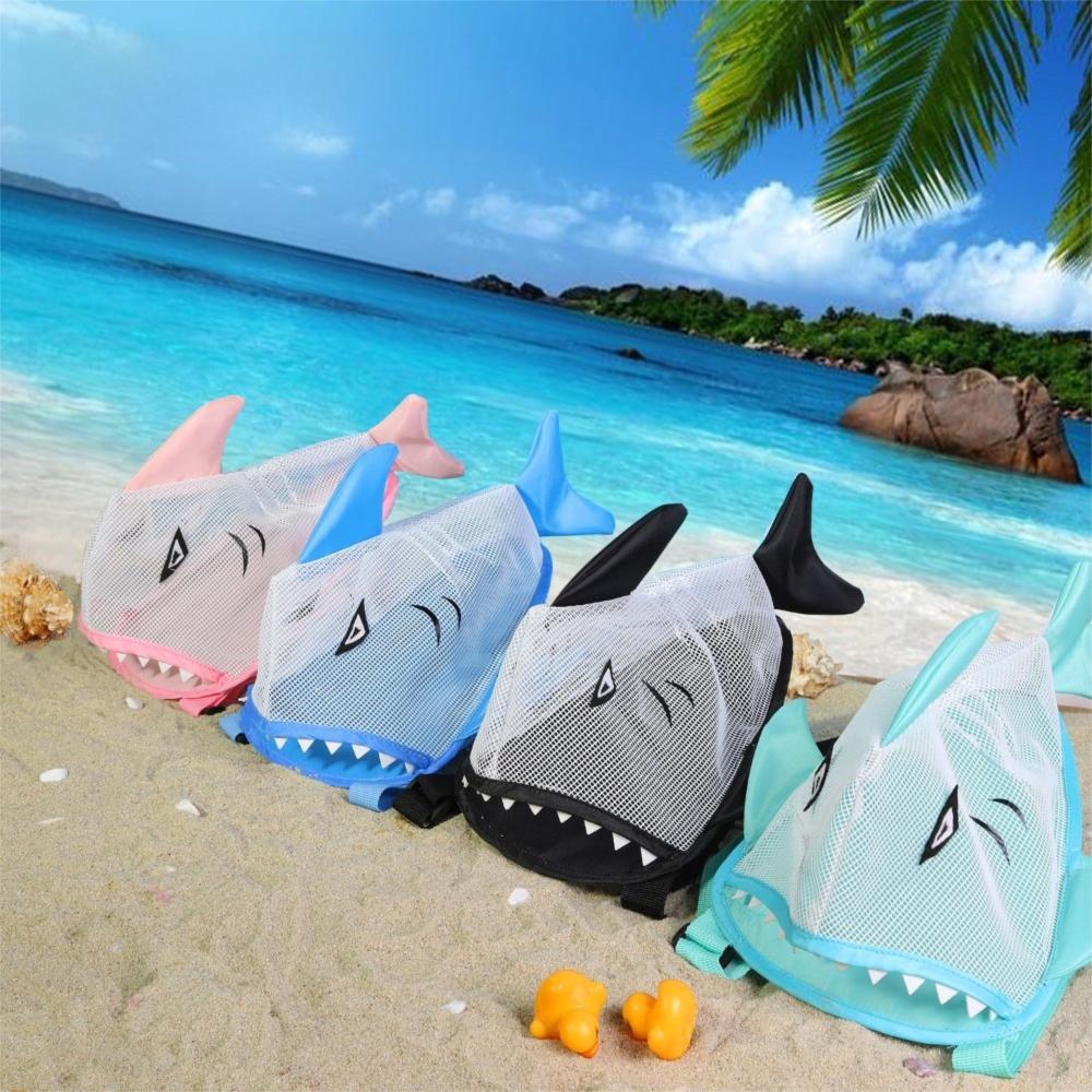 New Cute Cartoon Kids Shark Beach Bag Lightweight Portable Mesh Storage Bag with Adjustable Strap Children's Crossbody Bag