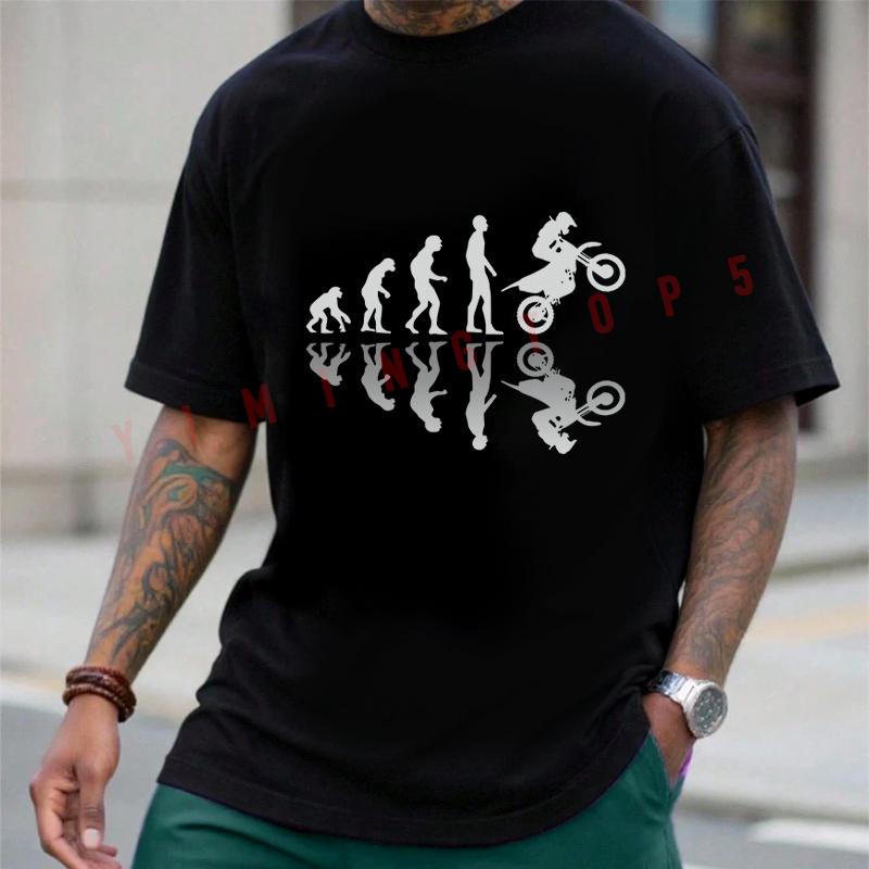 Evolution Biker Unique Enduro Cross Motorcycle Racing Leisure T-Shirt Cotton Motorcyclist Men's