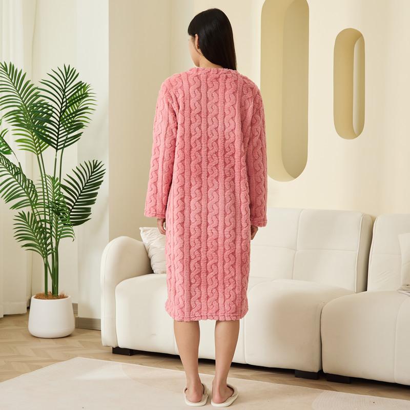 Coral Fleece Sleep Gown For Women With Thick Warmth For Winter Home Comfort