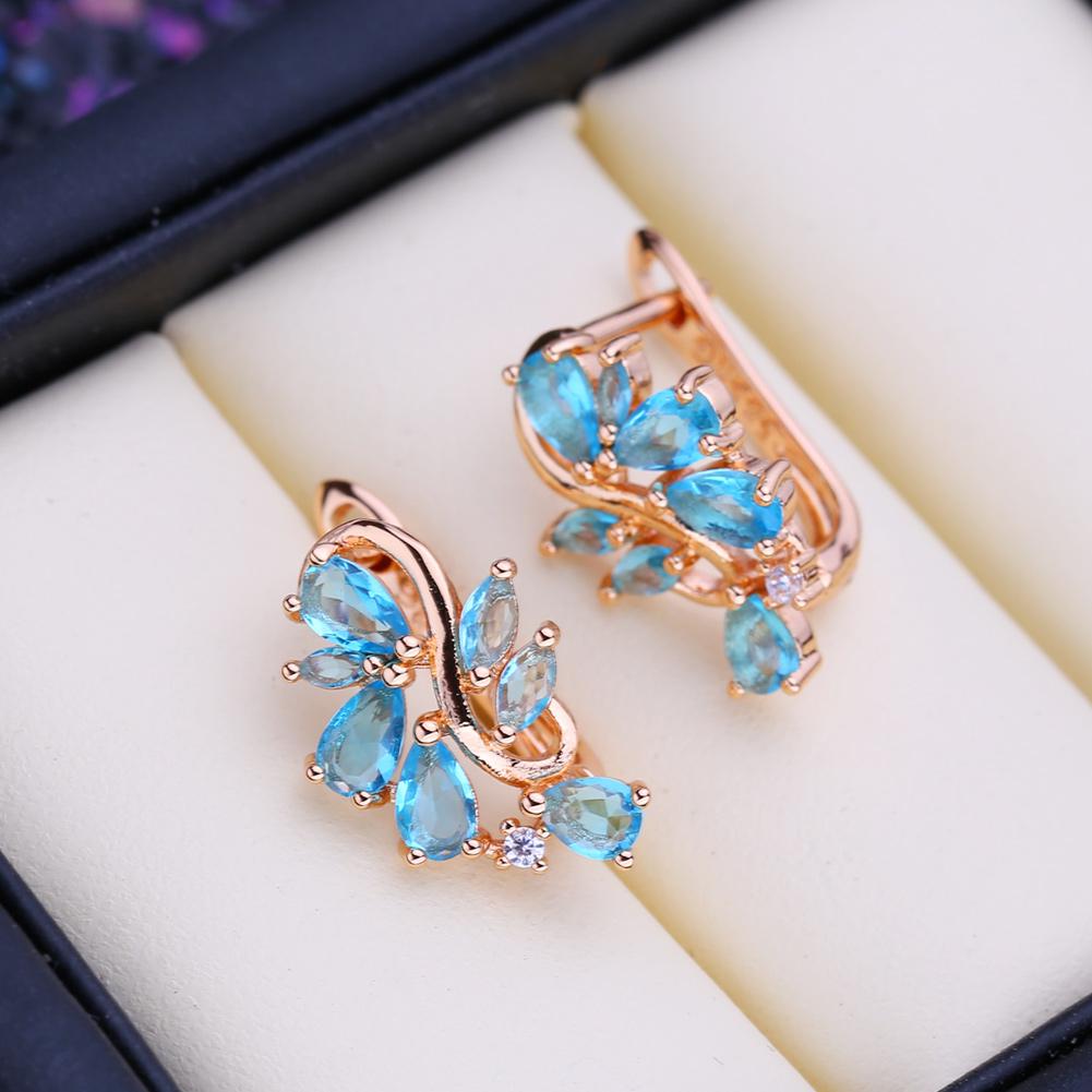 FEEYOO Clip Earrings Rose Gold Color Fashion Earring For Women Cubic Zirconia Stud Earrings Jewelry