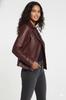 Handmade Soft Stylish Women's Biker Burgundy Lambskin Leather Motorcycle Jacket