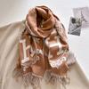 Autumn and winter new alphabet carriage warm scarf women's fashion thickened imitation cashmere scarf medium and long fringed shawl