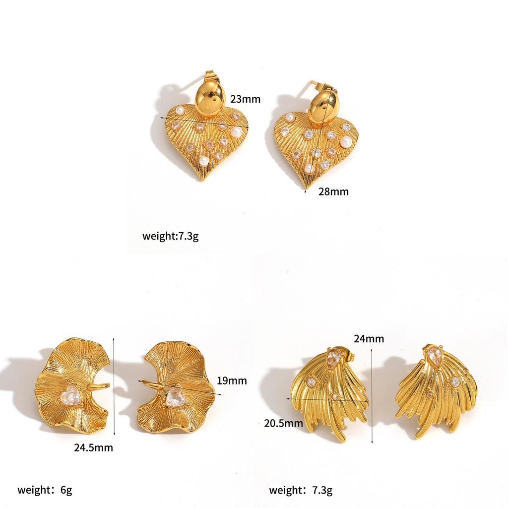 Französische Retro-Perlenohrringe mit Herzform und PVD-Gold-Finish für Damen-Stil-Accessoire