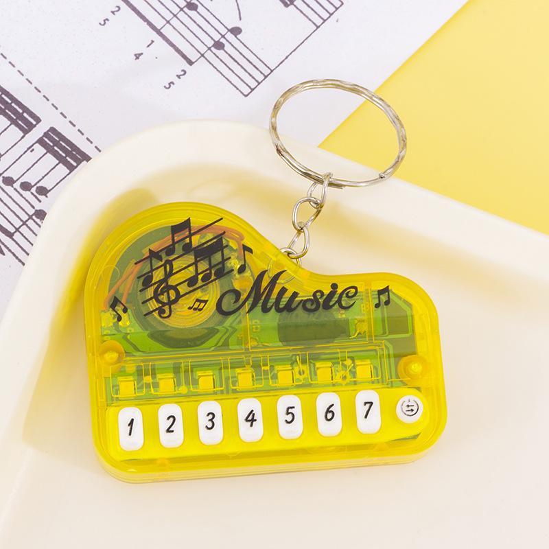 Mini Functional Piano Keychain Playable Buttons Soft Touch Cute Cartoon Music Pattern Creative Gift for Students