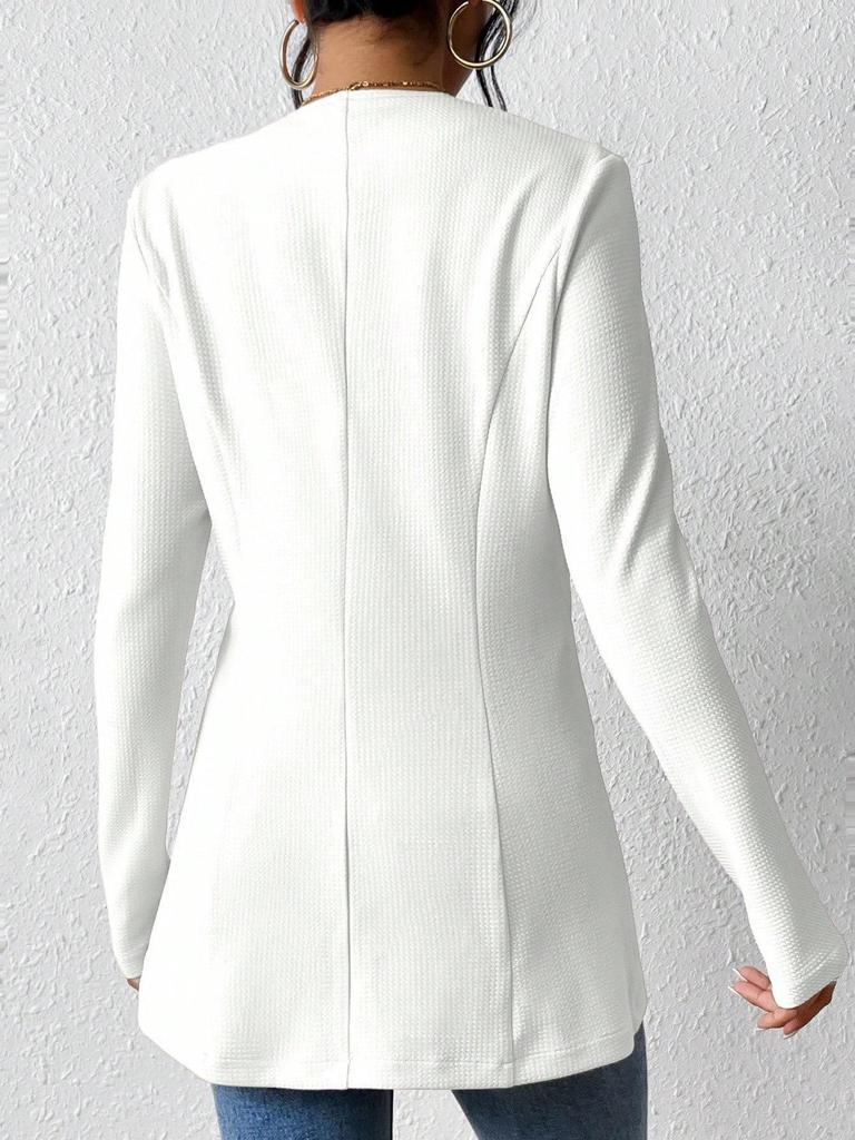 2025 Modern Korean V-Neck One-Button Solid Color Long Sleeve Jacket