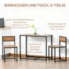 Juego de Mesa y Sillas para Comedor 2, Juegos para Comedor, Mesa Rectangular Ahorra Espacio y 2 Sillas para Cocinas Compactas, Estructura de Acero, Natural