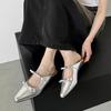 Fashion Cover Toe Mules For Women 2025 Ladies' Slippers Low Butterfly-Knot Pointed Summer Slides PU Butterfly-knot Synthetic Rubber Fabr