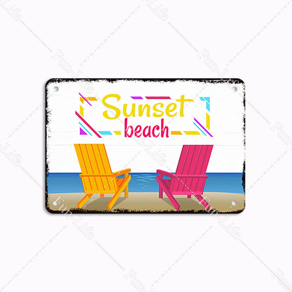 Beach Tin Sign Bar Pub Cafe Shop Wall Surfing Decoration Vintage Metal Art Sticker Poster Home Decor Iron Plate 20x30 cm