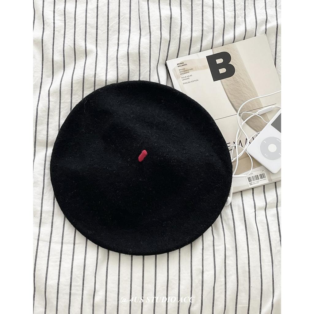 Woolen Beret Hat for Women Autumn and Winter Temperament Retro British Style Painter Hat Contrasting Color Small Chirp Pumpkin Hat Small Face